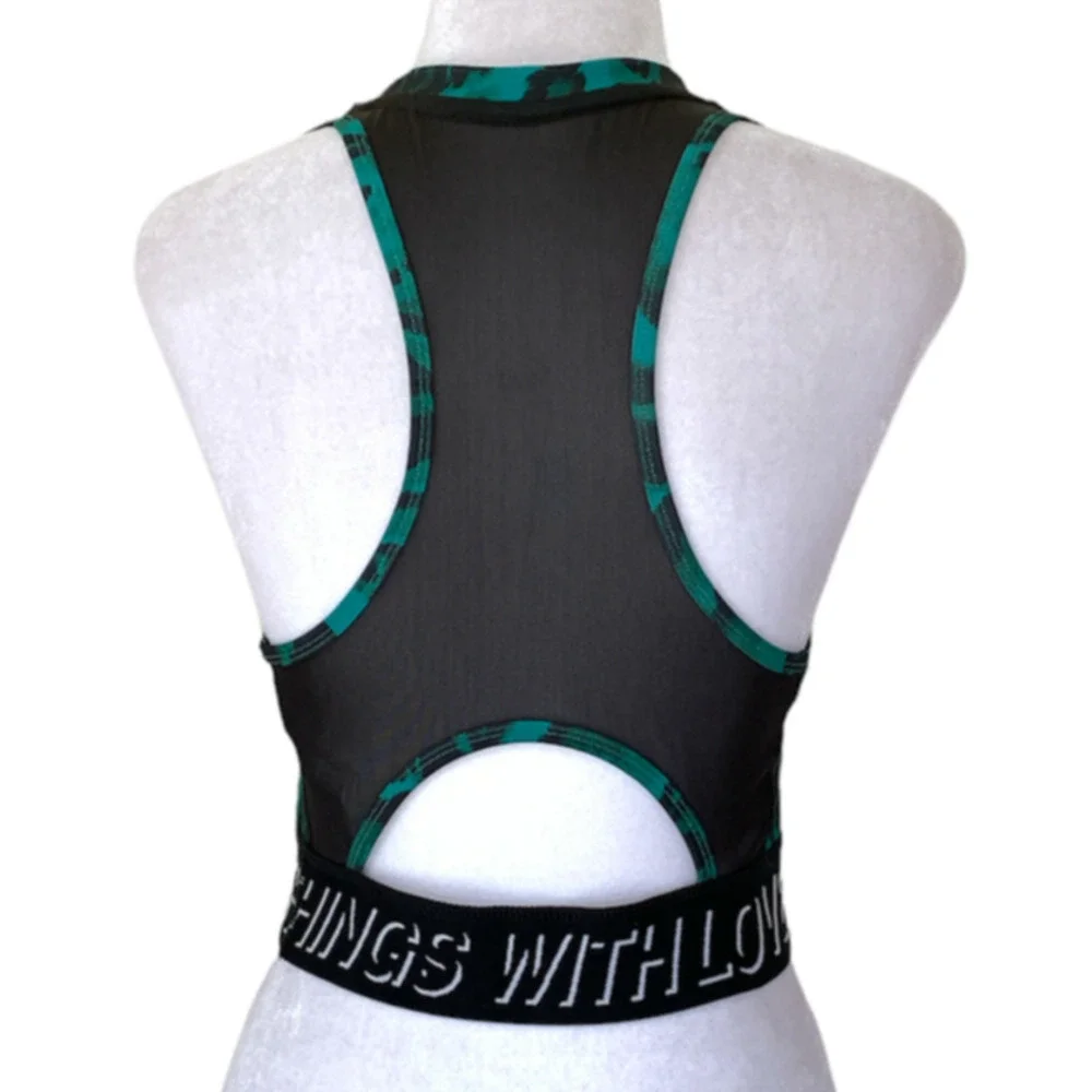 Pam & Gala Green Animal Print Sports Bra Size Small